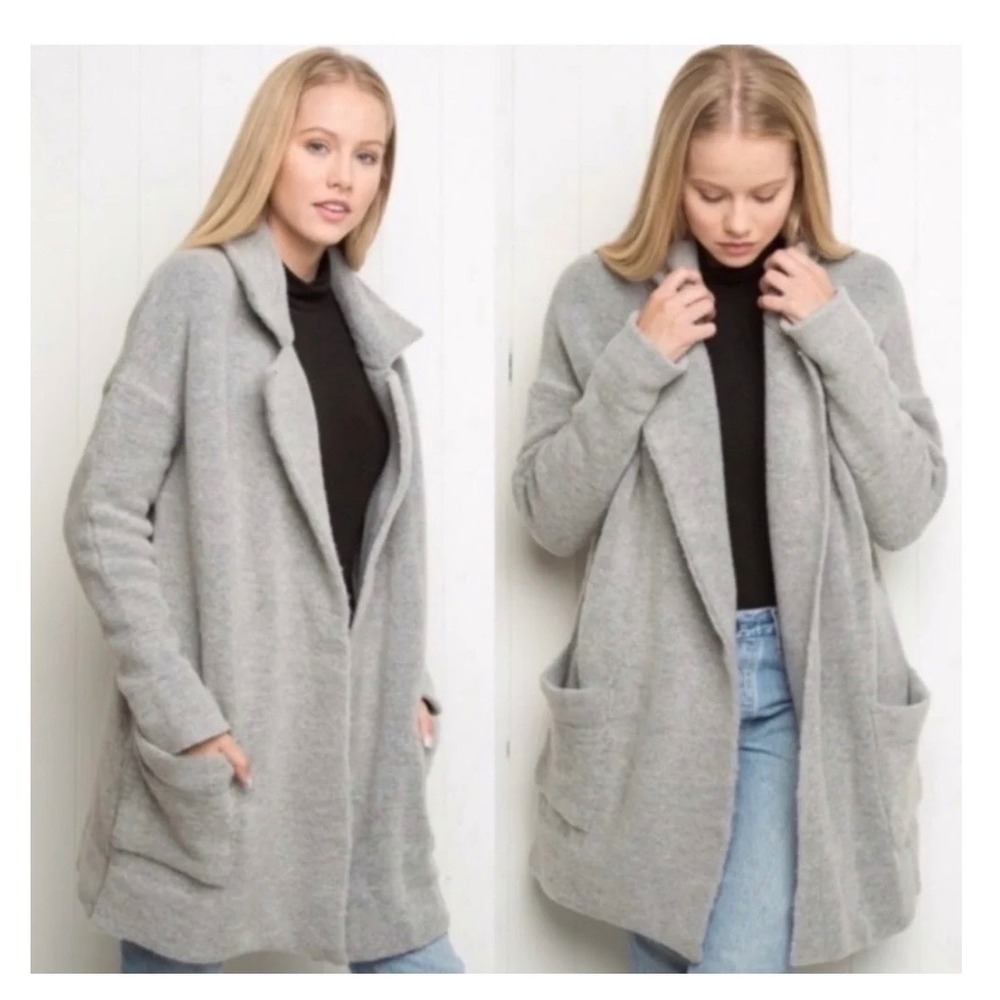 Brandy Melville Gray Wool Blend Open Front Cardigan Sweater One‎ Size